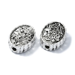 チベット風合金ビーズ  花とオーバル  アンティークシルバー  14.5x11x5mm  穴：1.8mm  約178個/500g&nbsp;TIBEB-F065-02AS-02