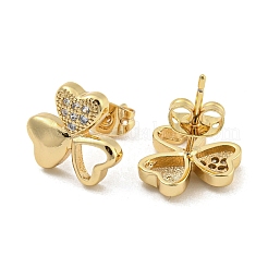 Brass Micro Pave Cubic Zirconia Ear Studs&nbsp;EJEW-P261-28D-G