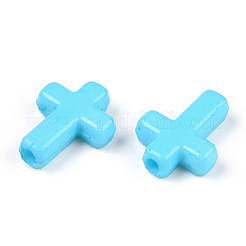 不透明なアクリルビーズ  クロス  ライトスカイブルー  16x12x4.5mm  約1230個/500g&nbsp;SACR-436-C29