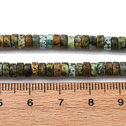 天然アフリカンターコイズ（ジャスパー）ビーズ連売り  ディスク  ヒシビーズ  4~5x2~2.5mm  穴：0.7mm  約160個/連  15''（38.1センチメートル）&nbsp;G-L624-I04-2x4mm