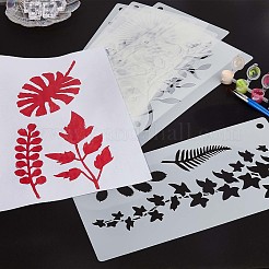 16 個 16 スタイルペットプラスチック描画絵画ステンシルテンプレート  葉の長方形  ホワイト  300x150x0.3mm  穴：10mm  1個/スタイル&nbsp;DIY-WH0401-45