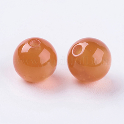 樹脂ビーズ  ラウンド  オレンジ  模倣キャッツアイ  直径約8mm  穴：1.5mm&nbsp;X-RB263Y-3