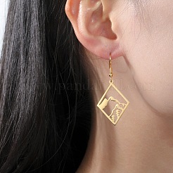 304 Stainless Steel Rhombus Dangle Earrings for Women&nbsp;WG7AA0F-02