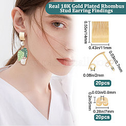 20Pcs Brass Curved Rectangle Stud Earring Findings&nbsp;KK-BBC0004-90