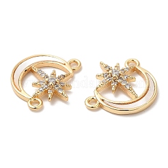Brass Micro Pave Clear Cubic Zirconia Connector Charms&nbsp;KK-B074-06G