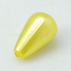 ABSプラスチック模造パール  ドロップ  きいろ  16x10mm  穴：1.5~2mm  約600個/ポンド&nbsp;MACR-G003-3