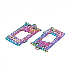 イオンプレーティング（IP）304ステンレスペンダント  ウィンドウチャーム  虹色  37.5x20.5x1.5mm  穴：2.8mm&nbsp;STAS-B031-10R