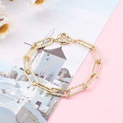 Brass Textured Paperclip Chain Anklets&nbsp;AJEW-AN00416