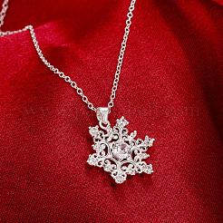 Fashion Popular Brass Cable Chain Snowflake Cubic Zirconia Pendant Necklace&nbsp;NJEW-BB00231