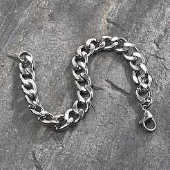 Non-Tarnish 304 Stainless Steel Curb Chain Bracelet for Men Women&nbsp;BJEW-G669-23P
