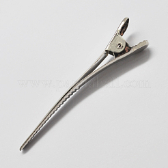 アイアン製ダッカールクリップパーツ  長方形  プラチナ  60x8mm&nbsp;X-IFIN-S287-6cm