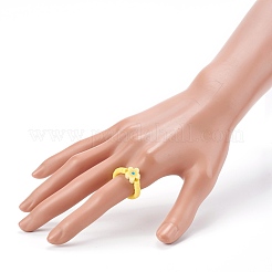 手作りのポリマークレイストレッチリング  ヒシビーズ  花  ミックスカラー  USサイズ6  内径：17~18mm&nbsp;RJEW-JR00345