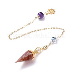 Resin Hexagonal Pointed Dowsing Pendulums(Brass Finding and Gemstone Inside)&nbsp;G-L521-A04