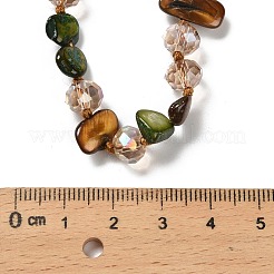 染色された天然シェルチップとファセットロンデルガラスビーズのロングネックレス（女性用）  カラフル  45.83インチ（116.4cm）&nbsp;NJEW-S456-02