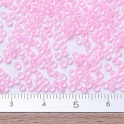 MIYUKIラウンドロカイユビーズ  日本製シードビーズ  （rr207)ピンク裏地クリスタル  11/0  2x1.3mm  穴：0.8mm  約1100PCS /ボトル  10 G /ボトル&nbsp;SEED-JP0008-RR0207