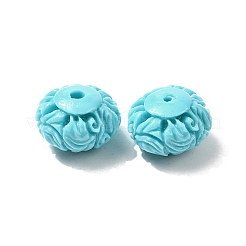 合成サンゴ染め彫刻ビーズ  花  シアン  13~14x8.5mm  穴：1.2mm&nbsp;CORA-H004-02A