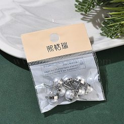 Shegrace 真鍮 ABS イミテーションパール ハーフラウンド スタッドピアス金具  カドミウムフリー＆ニッケルフリー＆鉛フリー  カン付き  プラチナメッキ  11x9mm  穴：1.2mm&nbsp;XGR0100P-119P