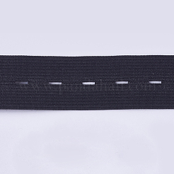 ボタンホールフラット弾性ゴムコード/バンド  ウェビング衣類縫製アクセサリー  ブラック  29mm  約5.46ヤード（5m）/ロール&nbsp;EC-WH0007-01A