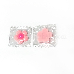 花の透明バッグペンダント  DIY ネックレス、イヤリング、キーホルダー用の花のチャーム  パールピンク  30x29x5mm  穴：1.2mm&nbsp;FIND-TAC0010-76