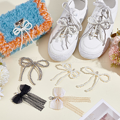 12Pcs 6 Styles Lace & Plastic Bowknot Shoe Charms&nbsp;DIY-HY0002-57