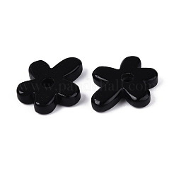天然石オブシディアンペンダント  花のチャーム  34~35x29.5~31x6~7mm  穴：5mm&nbsp;G-T142-44A
