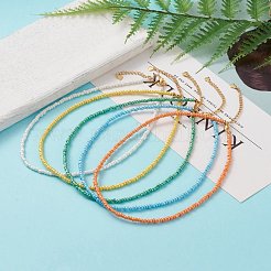 Round Glass Seed Beaded Necklaces&nbsp;NJEW-JN03207