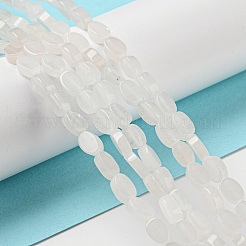 天然石ホワイトジェイドビーズ連売り  フラットオーバル  6~6.5x4~4.5x2.5mm  穴：0.6mm  約64個/連  15.94''（40.5センチメートル）&nbsp;G-M420-H15-03