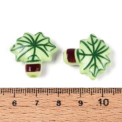 印刷された不透明なアクリルビーズ  ココヤシの木  淡緑色  21.5x22x7.5mm  穴：3.2mm&nbsp;OACR-N152-12B