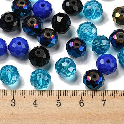 ガラスビーズ  多面カット  ロンデル  ミディアムブルー  10x8mm  穴：1mm  約560個/500g&nbsp;EGLA-A034-LM10mm-36