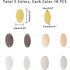 真鍮製コネクター  オーバル  ミックスカラー  16x9x0.5mm  穴：1mm  50個/箱&nbsp;KK-PH0035-55