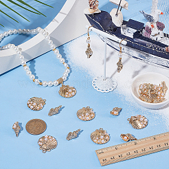 28個2スタイル亜鉛合金ペンダント  アクリルビーズで  ゴールドカラー  混合図形  22~27x11.5~25x5.5~9mm  穴：1~2mm  14個/スタイル&nbsp;FIND-WR0012-75