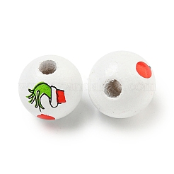 Printed Wood European Beads&nbsp;WOOD-G022-05A