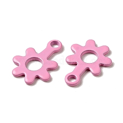 スプレー塗装された201ステンレススチールチャーム  花のチャーム  パールピンク  11x8.5x1mm  穴：1.2mm&nbsp;STAS-G304-22A