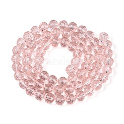 クリアガラスビーズ連売り  ファセット（96ファセット）  ラウンド  ミスティローズ  12mm  穴：2mm  約50個/連  22.4インチ&nbsp;GLAA-R095-12mm-26