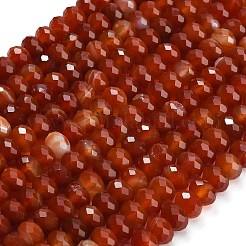 天然石赤瑪瑙ビーズ連売り  ロンデル  多面カット  9.5~10x6.5~7.5mm  穴：1mm  約54~57個/連  15.24~15.43''（38.7~39.2センチメートル）&nbsp;G-C280-A12-02