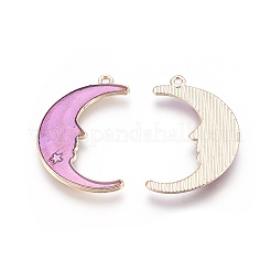 合金エナメルチャーム  スターとムーン  ライトゴールド  パープル  31.5x20x2mm  穴：1mm&nbsp;ENAM-O027-03C