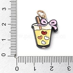 エナメルペンダントと合金  ドリンクチャーム  ゴールドカラー  カラフル  21.5x16x4mm  穴：4mm&nbsp;AL-CBA347F-04G