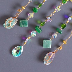 Heart Natural Gemstone Chips Hanging Suncatchers&nbsp;RN-CBA387D-04G-02