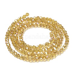 透明ガラスビーズ  32ファセット  ABカラーメッキ  ラウンド  ゴールデンロッド  3.5x3mm  穴：1mm  約163~166個/連  50~51cm&nbsp;EGLA-A035-T3mm-B04