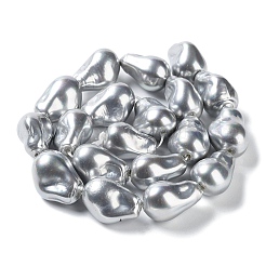 電気メッキガラス模造真珠ビーズ連売り  ナゲット  銀  21~22.5x14.5~15.5x13~13.5mm  穴：1.2mm  約19個/連  15.94~16.34インチ（40.5~41.5cm）&nbsp;BSHE-G035-01A-01-1