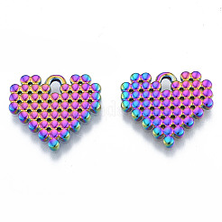 イオンプレーティング（IP）304ステンレスペンダント  ハート  虹色  18x20x1.5mm  穴：2mm&nbsp;LS-STAS-N098-190M
