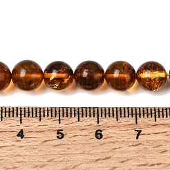 天然琥珀ビーズ連売り  ラウンド  スムーズ  シエナ  8~9mm  穴：0.5mm  約47個/連  14.96''（38センチメートル）&nbsp;G-K376-H02-03
