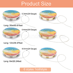 6 Rolls 6 Style Copper Jewelry Wire&nbsp;CWIR-FG0001-07