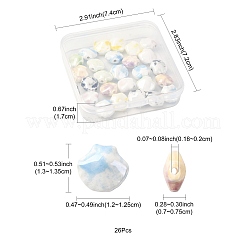 26Pcs 6 Colors Shell Shape Glazed Porcelain Beads&nbsp;PORC-FS0001-35