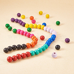 ウッドビーズ  染め  ラウンド  ミックスカラー  14x13mm  穴：4mm  約400個/箱&nbsp;WOOD-PH0003-03