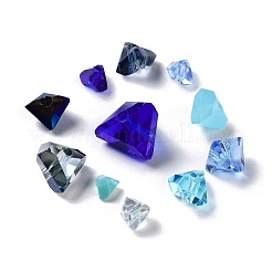 不透明＆透明ガラスビーズ  多面カットナゲット  ブルー  2~5x2.5~8x3~5mm  穴：1~1.4mm  約10 G /袋&nbsp;GLAA-G109-01J
