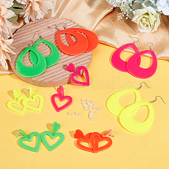8 Pairs 8 Style Acrylic Heart & Teardrop Dangle Stud Earrings with Steel Pins for Women&nbsp;EJEW-PH0001-12