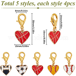 Heart with Sports Alloy Enamel Pendant Locking Stitch Markers&nbsp;HJEW-SC00074