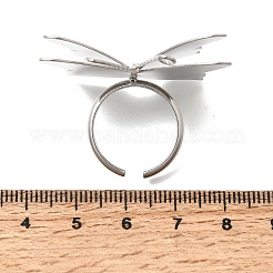 女性用真鍮カフオープンリング  蝶  プラチナ  内径：16.8mm&nbsp;RJEW-F215-02P