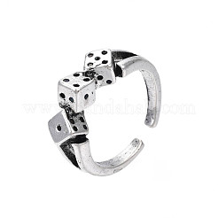 Alloy Triple Dice Open Cuff Ring for Men Women&nbsp;RJEW-T009-35AS